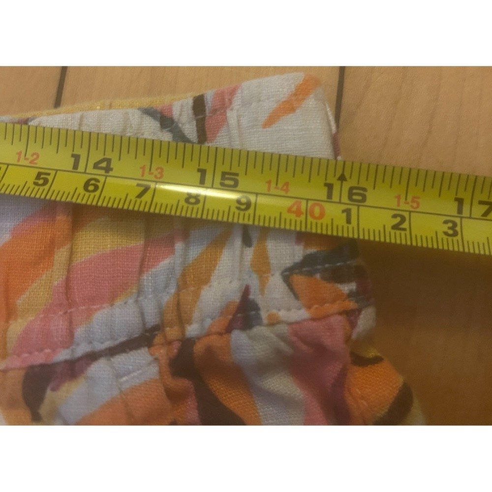 C&C California Pants Size XL Linen Wide Crop Lemon Orange Resort Beachy Tropical - Picture 6 of 9